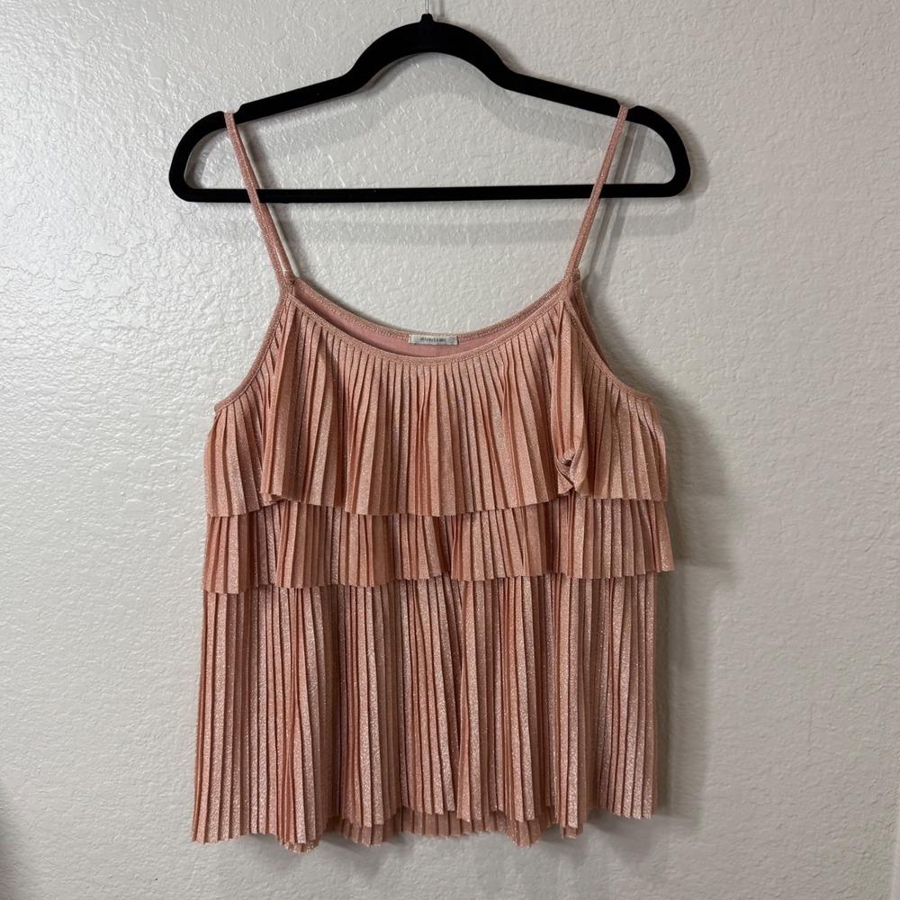Intimissimi Pleated Tiered Camisole Rose Gold Metallic Pink Large Y2K Party Boho